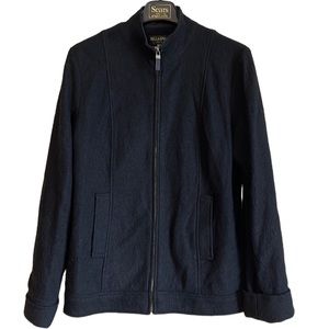 Della Spiga Italy women’s black jacket zippered wool blend size‎ Medium